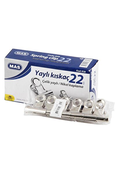 Mas 938 Metal Kıskaç 22 mm 24 Adet - Metalik Gri