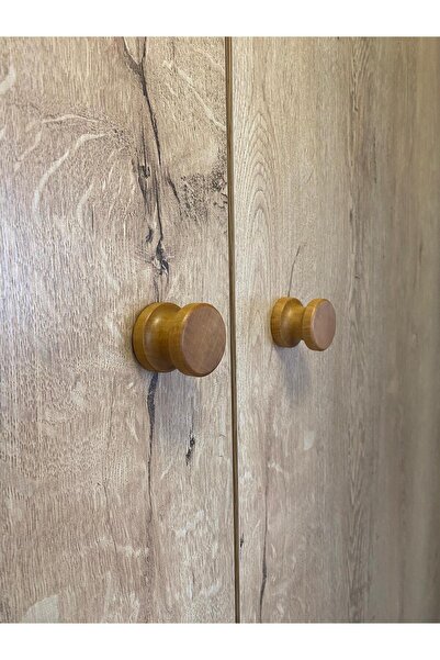 Sienta Home Dekoratif Doğal Ahşap 12'li Düğme Dolap Kulpu Naturel
