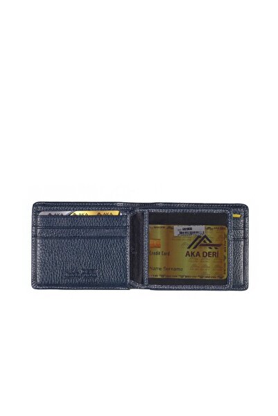 Aka Deri Men's Leather Dark Blue Wallet 522 -17