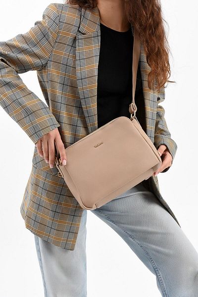 Getcho Bonny Women's Sand Crossbody Bag Small Size Lightweight Soft Leather Adjustable Strap Model Quality Leather