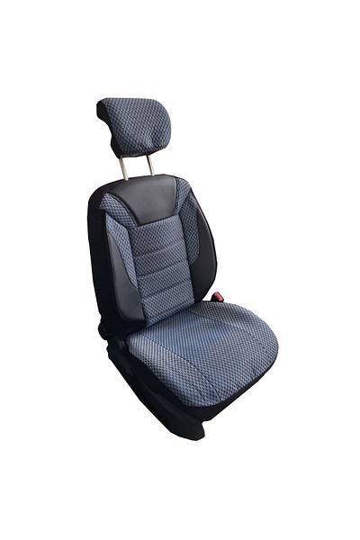 Deluxe Boss Set Huse Scaune Auto DeluxeBoss Classico, pt bancheta rabatabila fractionata, 11 piese, albastru-alb