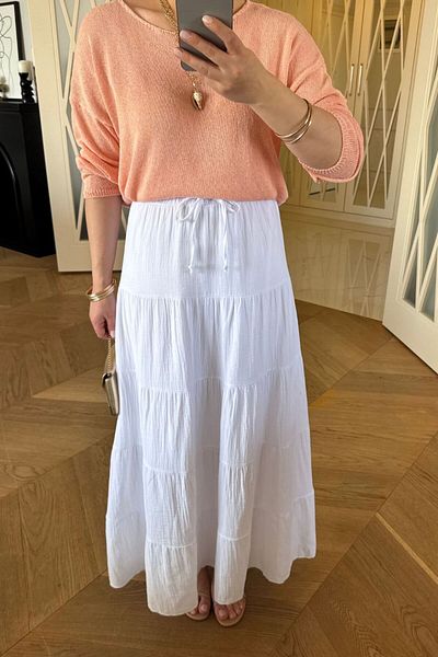 Tuba Butik Fusta lungă cu detaliu de dantelă în talie