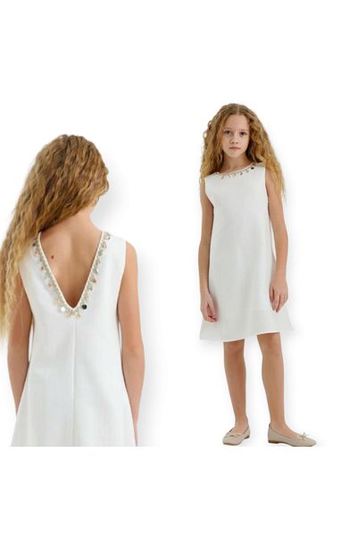 Biberon Çocuk Giyim Çikoby Collar Shell Detailed Dress