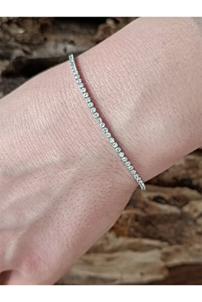 Satürn Silver Kuyumculuk 925 Ayar Gümüş Su Yolu Bileklik Zirkon Taşlı Suyolu Bileklik Kadın Bileklik Gümüş Bileklik