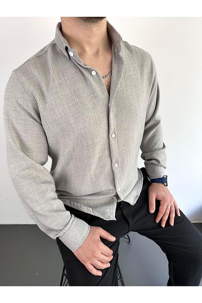 tiggirmoda Gray Crinkle Linen Shirt