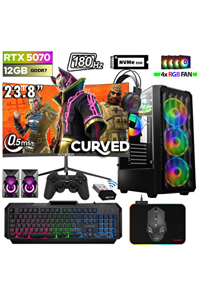 XASER Thunder x450 Ryzen 5 7500F 32GB DDR5 Ram 1TB M.2 NVMe SSD 12GB RTX5070 23.8" 180Hz Oyuncu Bilg