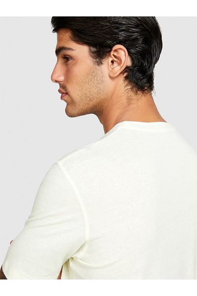 Sisley Linen Blended Regular Cut Crew Neck T-Shirt Men's 2V3 T-Shirt - 324P3Iycs103T