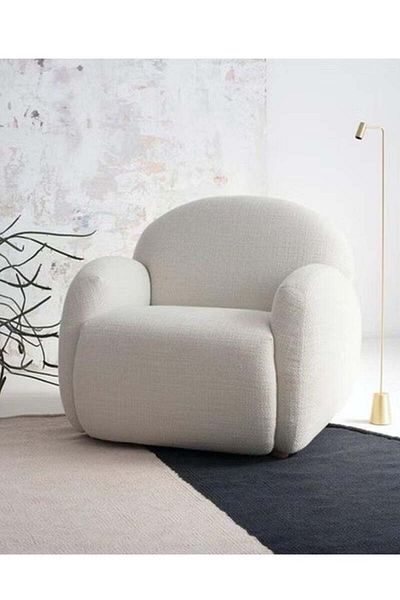 soufa dibaj Chair | Swedish Wood and Bouclee - White