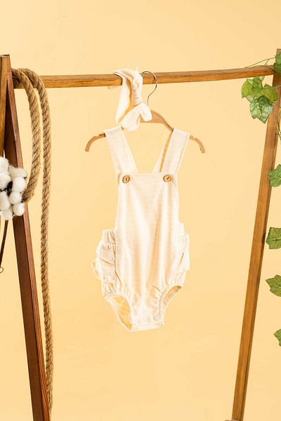 bombe Girl Boy Baby Kids Cream Salopet Jumpsuit 2 Piece Set Cotton Comfortable Trend Fashion Bottom Top Set