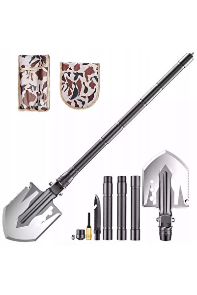 Depox Lopată multifuncțională, Outdoor Master, 8 în 1, oțel inoxidabil, 76 cm...