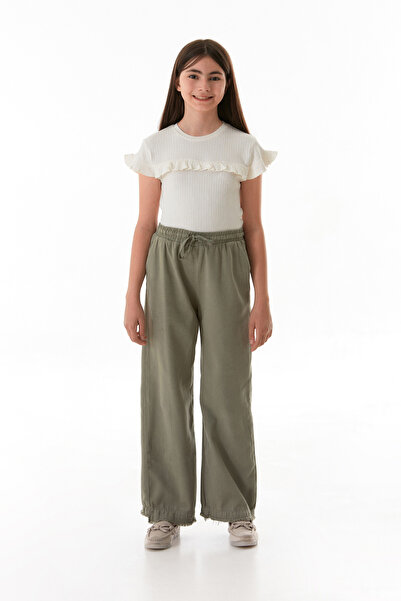 Fulla Moda Elastic Waist Tied Tasseled Girl's Trousers