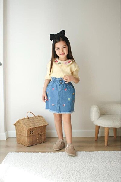 KOKOŞ BEBEK Комплект джинсової спідниці з сердечками | Вік 3-10 років