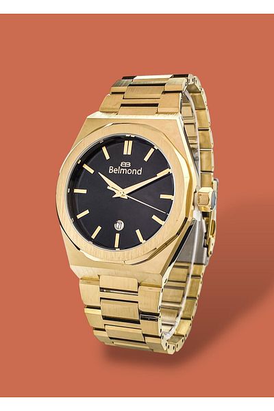 Belmond Original 2 Years Warranty Gold Color 5 Atm Waterproof Steel Cord Men's Wristwatch