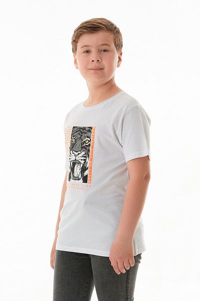 Fulla Moda Tricou pentru băiat 100% bumbac cu imprimeu tigru