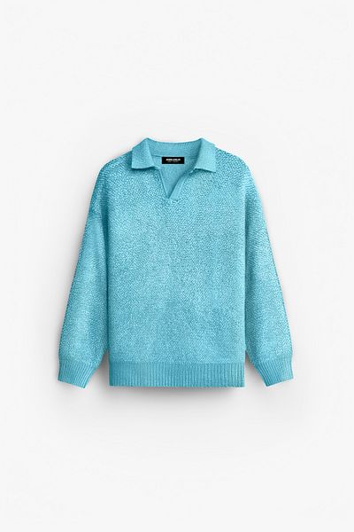 ablukaonline Blue Oversize Textured Baby Boy Sweater