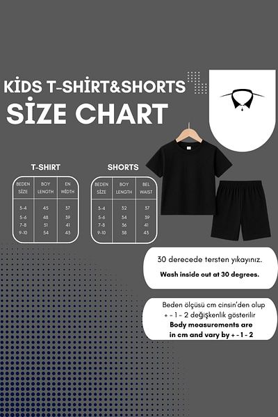 DUBU BUTİK Cotton Children's Summer Set - Nefti Green Shorts and White T-shirt, Crew Neck