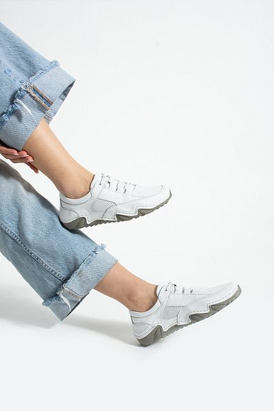 Getcho Pantofi sport albi din piele naturală Dasenk pentru femei – talpă anatomică, respirabil, utilizare zilnică