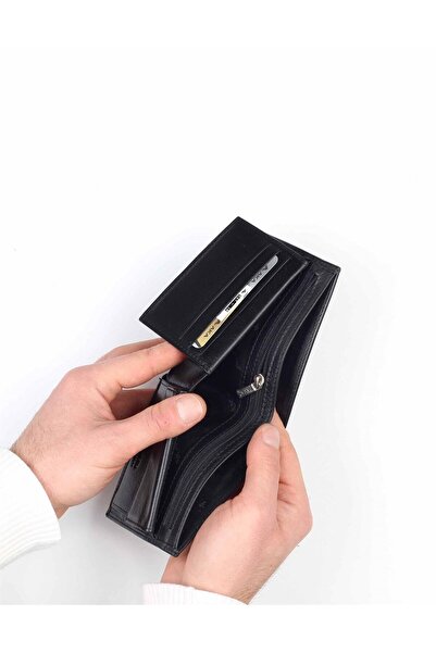 Aka Deri Men's Leather Black Wallet 537 -1