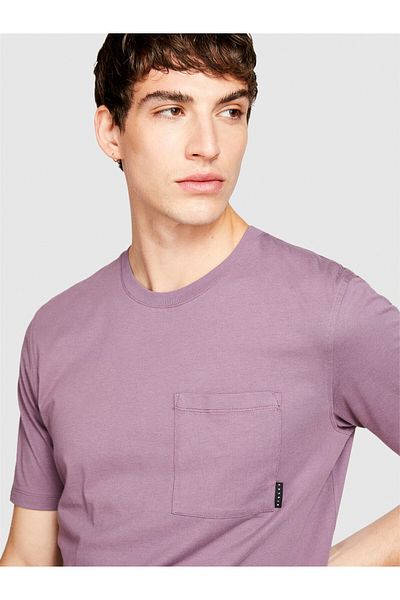 Sisley 100% Koton Regular Fit T-shirt με τσέπες Ανδρικό μωβ μπλουζάκι - 323a3096s1033