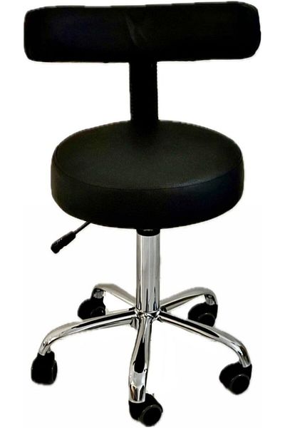 LA PERLA TECH Swivel Stool Chair Height Adjustable Saddle Stools with Wheels, Black PU Synthetic Leather