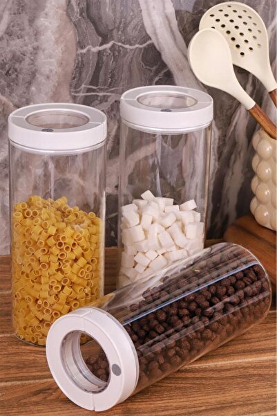Atbyhome Lengo 3-Pack 2000 ml Sealed Vacuum Borosilicate Glass Food Storage Jar