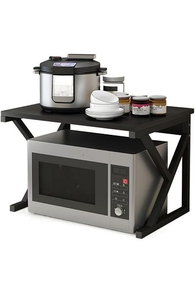 Quasar & Co. Universal Shelf, Microwave Safe, 54x37x34.5 Cm, Wood/Metal, Black