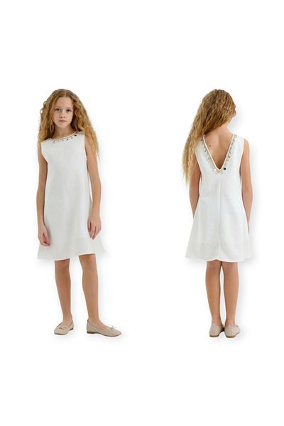 Biberon Çocuk Giyim Çikoby Collar Shell Detailed Dress