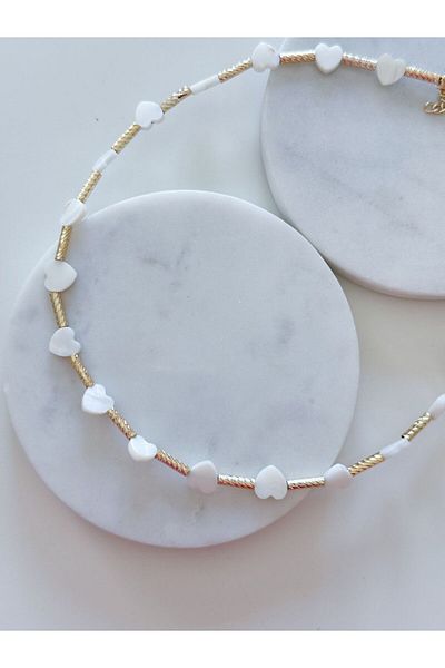CHARMLUCKY HEART STONE BAR NECKLACE