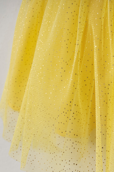 Minipodyum Kız Çocuk Varak Baskılı Tütü Tüllü Etek