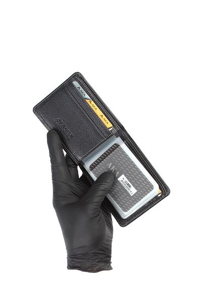 Aka محفظة حامل بطاقات جلدية سوداء 044 2