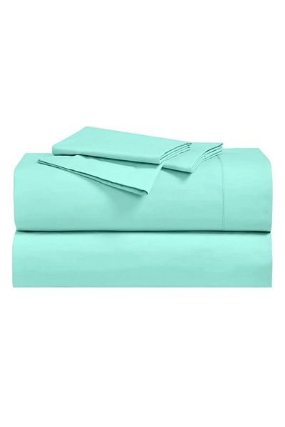 Soft Colours Double Plain Elasticless Bed Sheet 220X240 cm Hotel Bed Sheet Mint