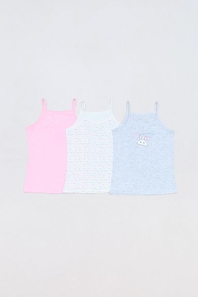 Fulla Moda Rabbit Printed 3 Piece Girl's Tank Top