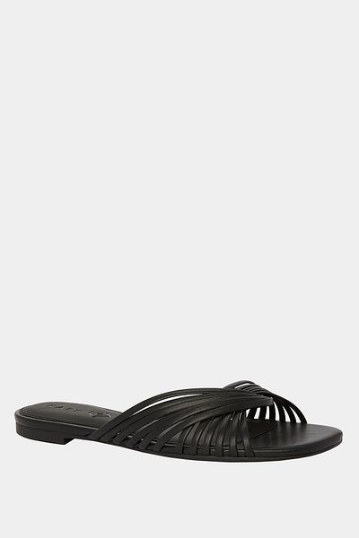 Katy Perry The Halie Intertwined Slide Women's Black Cross Strap Slippers