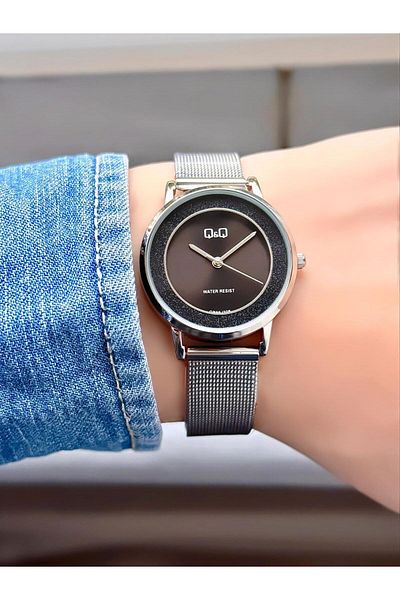 Q&Q Wicker Cord Silver Color Women's Wristwatch