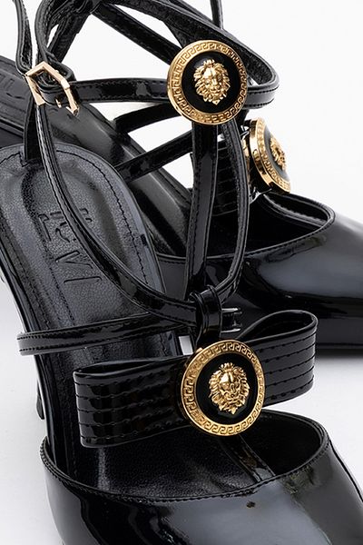 LuviShoes Peal Black Patent Leather Women's Heeled Shoes