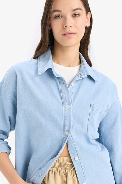 DeFacto Cămașă de jeans oversize cu un singur buzunar, sezon nou