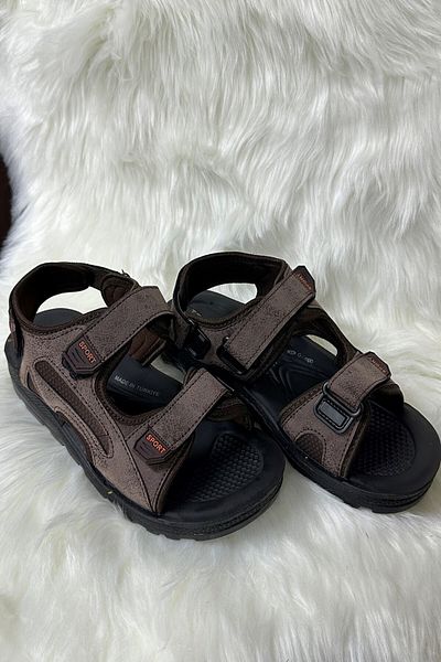 GENÇ Casual Women's Men's Brown Thick Anatomical Sole Velcro Adjustable Sea Sandals 034-337-183
