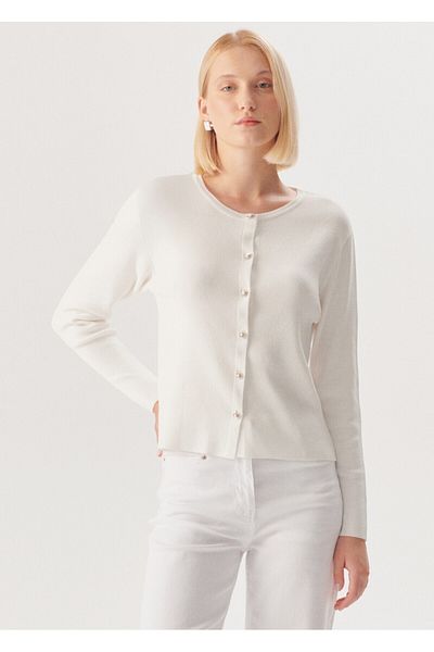 Exquise Ecru Regular Knitwear Cardigan