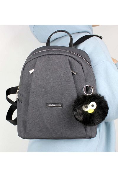 deri,se club Gray Women's Luxury Multi-Compartment Backpack with Pompom Plush Gift