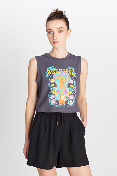 WRANGLER %100 Pamuk Regular Fit Normal Kesim Bisiklet Yaka Soluk Siyah Tişört