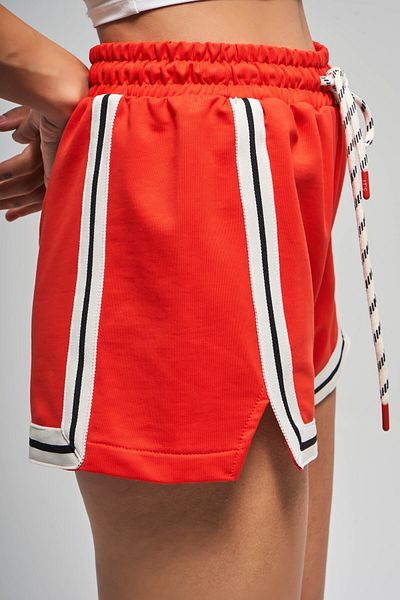 its basic Women's Orange Color 100% Cotton Stretchy Fabric Knitted Mini Shorts