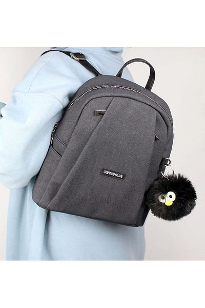deri,se club Gray Women's Luxury Multi-Compartment Backpack with Pompom Plush Gift