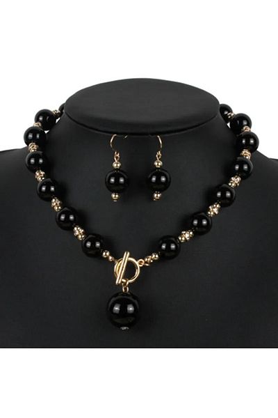 SIC MODA Pearl Necklace and Earrings Set SIC MODA 5675F