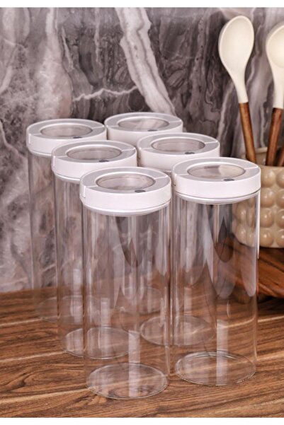 Atbyhome Lengo 6-Pack 2000 ml Sealed Vacuum Borosilicate Glass Food Storage Jar