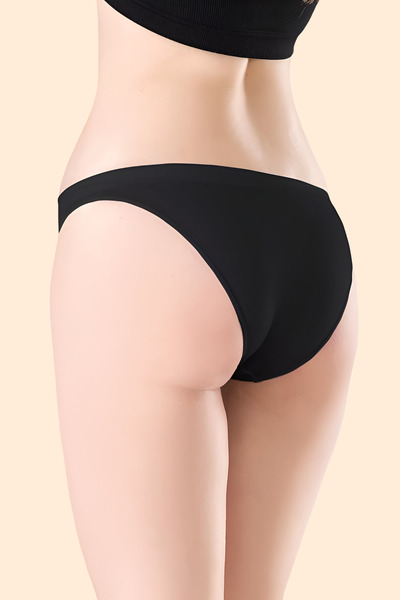 Jacarsman Chiloți negri brazilieni fără cusături pentru femei, 3 bucăți, tricotați fără cusături, fără urme