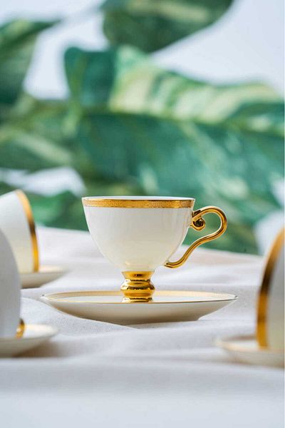 ACAR Thelma Gold 90 ml 6 Persons Cream Coffee Cup Set