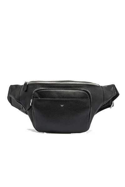 Tergan Black Genuine Leather Unisex Waist Bag - S1Bl 00021302 -A6F