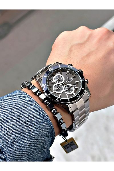 Reward Smoked Color Steel Cord Stylish Design Men's Wristwatch Bracelet