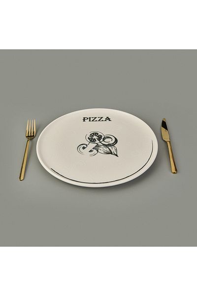 Evidea Kitchen Gourmet Pizza Plate - Cream / Black - 30 cm
