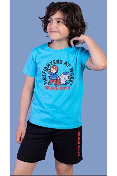 Toontoy Boy's Firefighter Printed Shorts Suit